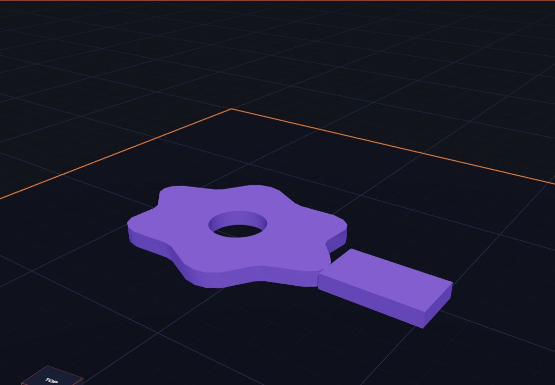 The drawing, now a 3D shape on the plate