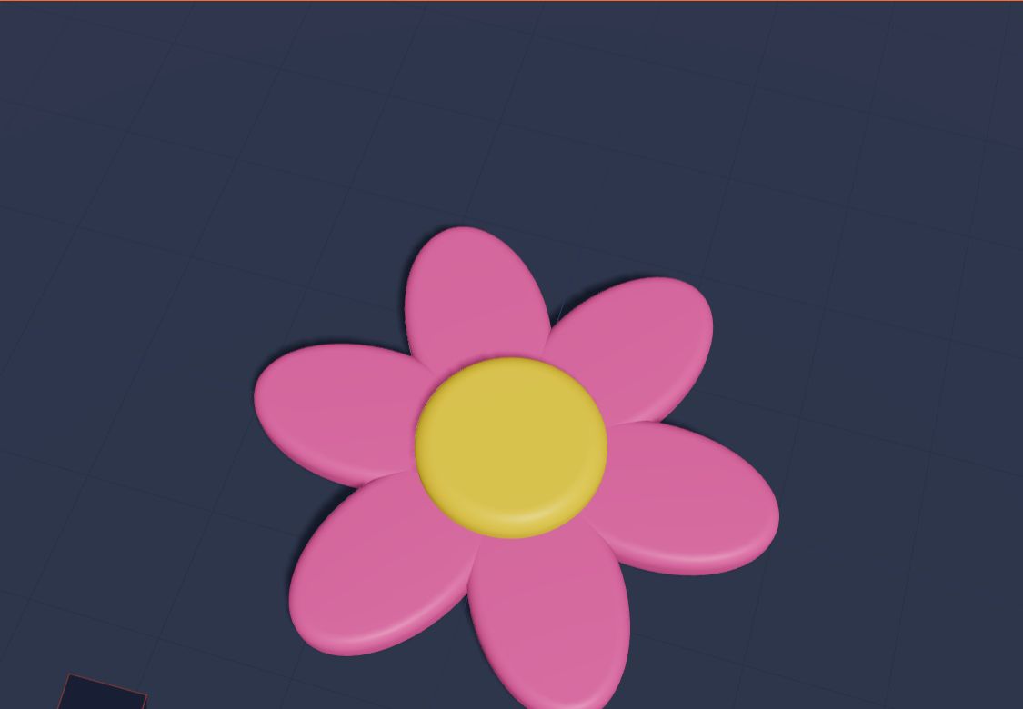 A pink flower with six petals around a yellow middle