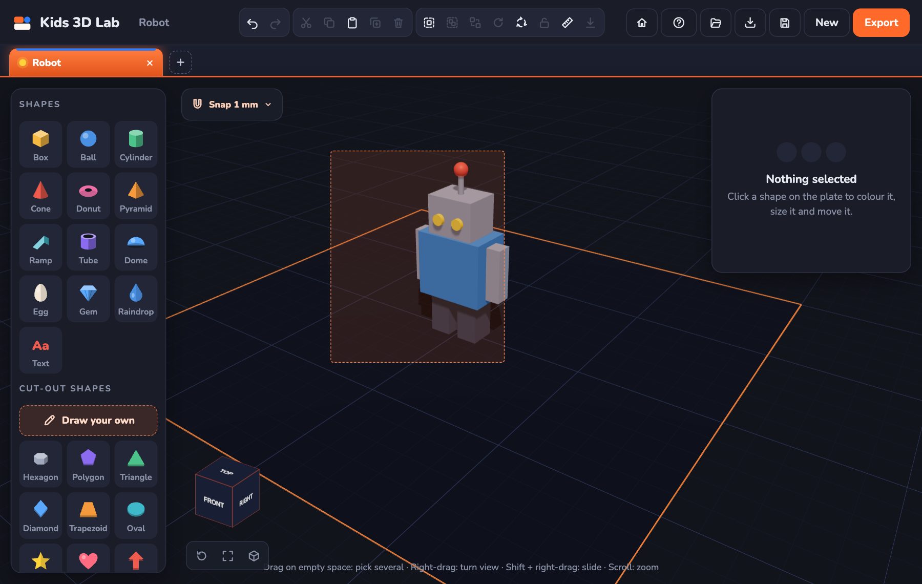 A dashed box drawn around a robot to pick all its parts